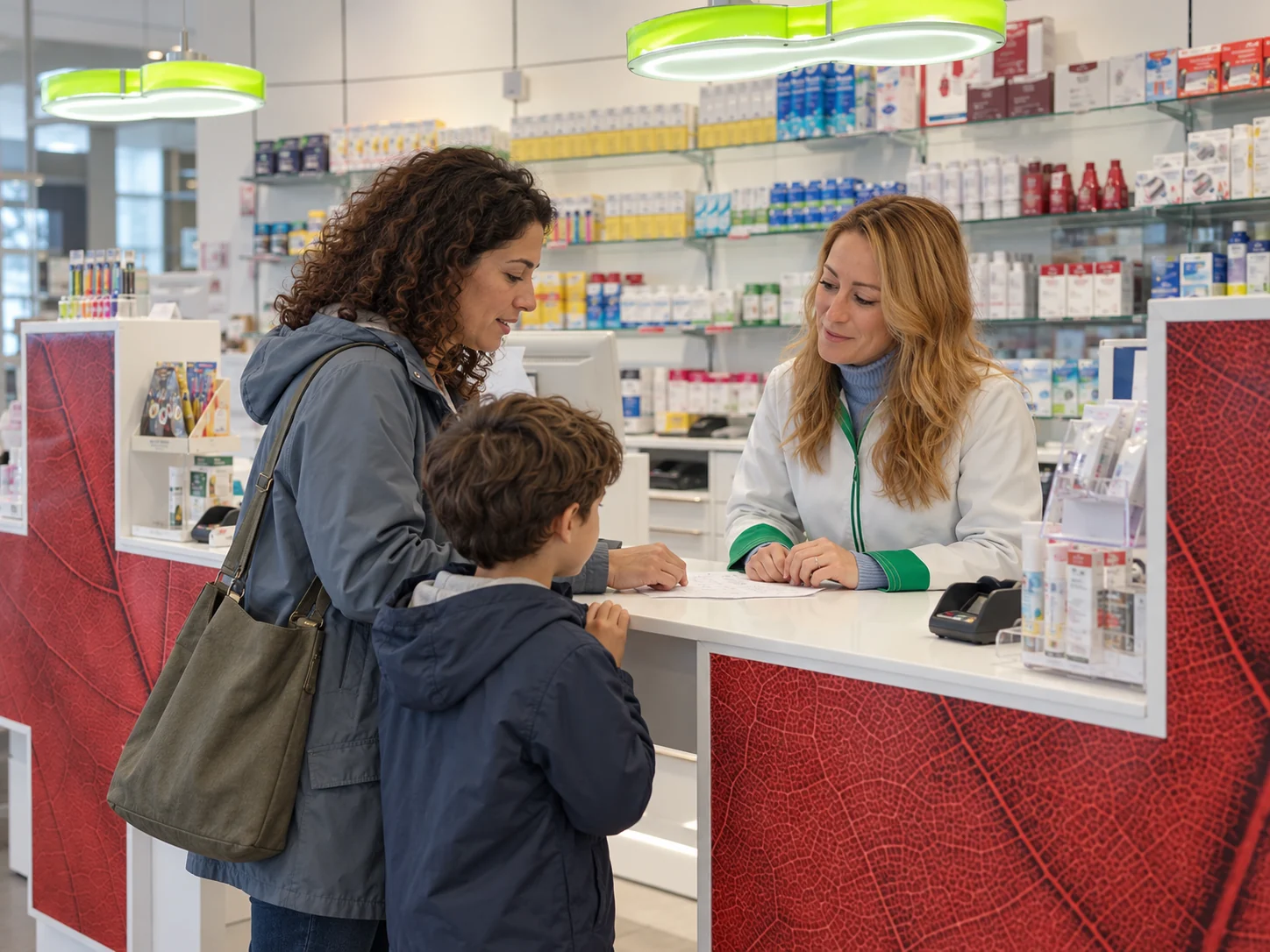 Escena ilustrativa en Farmacia Lakua: visita familiar